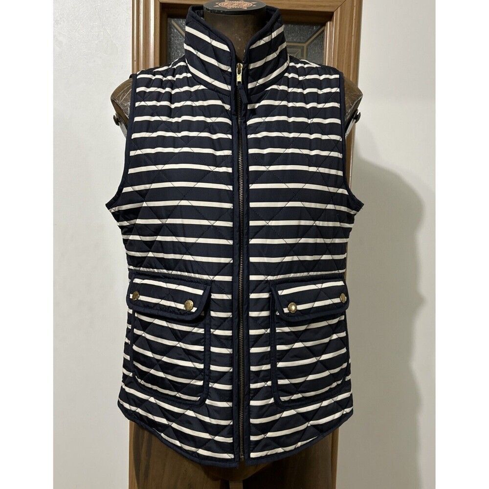 Savile Row Co London Quilted Vest Men’s Medium Navy Blue Striped